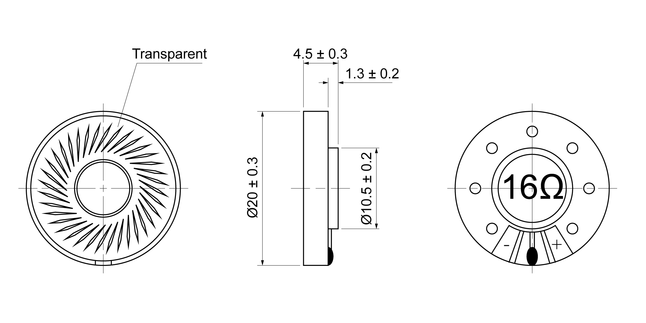 OSAI20S-4T0.5W16 Mechanical Drawing